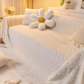 Зимнее утолщенное полотенце для дивана, маленькое свежее плюшевое одеяло, одеяло в стиле Ins, сплошное цветное полотенце для дивана, полностью покрытое универсальн... 180*130cm