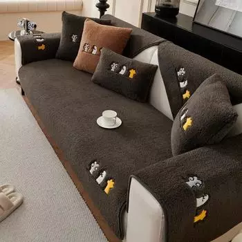 Зимнее утолщенное полотенце для дивана, однотонная овечья шерсть, плюшевая подушка для дивана, мягкие чехлы для дивана в гостиную, декоративный чехол для дивана 70x70