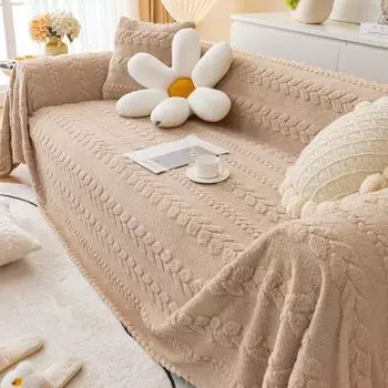 Зимнее утолщенное полотенце для покрытия дивана, маленькое свежее плюшевое одеяло, однотонное полотенце для дивана, универсальная ткань с полным покрытием 180*130cm