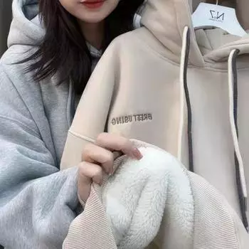 Зимнее вельветовое утолщенное пальто для женщин с вышивкой, теплое, ленивое, стильное, студенческое, универсальное, свободное, повседневное, куртка M серый