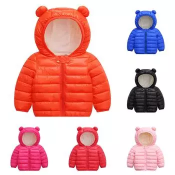 Зимнее ветрозащитное пальто для маленьких девочек, теплая верхняя одежда с капюшоном, куртка Hoddie 80 чёрный