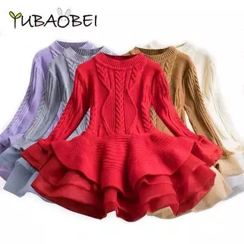 Зимнее трикотажное платье для девочек 2T красный