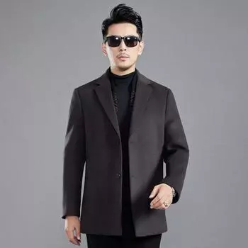 Зимнее высококачественное двухстороннее шерстяное кашемировое пальто для мужчин с воротником-стойкой и средней длиной, шерстяное пальто с подкладкой, куртка для мужчин 170