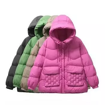 Зимнее женское белое утиное пуховое пальто повседневное свободное с капюшоном на молнии пуховик парка верхняя одежда однотонное толстое теплое пальто One Size хаки