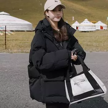 Зимнее женское хлопковое пуховое пальто с капюшоном, теплая утолщенная уличная одежда с капюшоном, женские куртки S бежевый