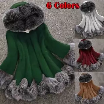 Зимнее женское модное пальто больших размеров, роскошное длинное пальто из искусственного меха, женское теплое пальто, верхняя одежда 5XL красный