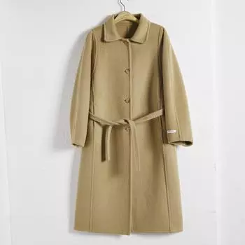 Зимнее женское пальто 100% шерсть осеннее шерстяное свободное пальто модная шерстяная смесь длинная куртка большого размера S чёрный