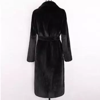 Зимнее женское пальто из искусственного кроличьего меха, длинное меховое пальто, свободное пальто с лацканами S белый