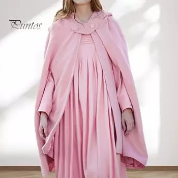 Зимнее женское пальто-накидка с капюшоном, средневековая ретро-накидка, готическая, сохраняющая тепло шаль, длиной до колена, свободный плащ, плотный, застегивающийся на одну пуговицу, уличное пончо, пират M чёрный