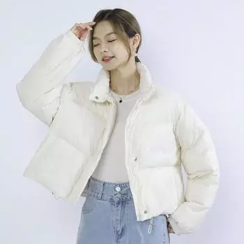 Зимнее женское пальто, однотонное, простое, утолщенное, с коротким воротником-стойкой, куртка из утиного пуха S фиолетовый