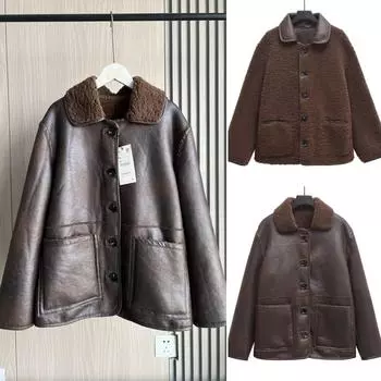 Зимнее женское пальто с имитацией майяра, двухстороннее, теплое пальто с интегрированным мехом XS