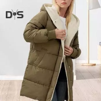 Зимнее женское пальто с толстой флисовой подкладкой, ветрозащитной застежкой-молнией, капюшоном, эластичными манжетами, карманами, длинными рукавами, сохраняющим тепло кардиганом, пуховая куртка XL армия зеленый