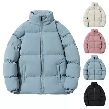 Зимнее женское пальто с воротником-стойкой, застежкой-молнией, длинными рукавами, большого размера, ветрозащитное, сохраняющее тепло, утепленное, пуховое пальто для мужчин, приталенная куртка для отдыха на природе M чёрный