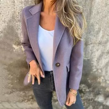 Зимнее женское пальто с застежкой на одну пуговицу, длинные рукава, однотонный отложной воротник, свободный, средней длины, теплый XL чёрный