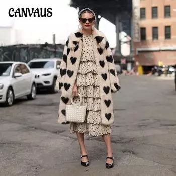 Зимнее женское пальто, толстое плюшевое пальто Love, теплое темпераментное длинное пальто для пригородных поездов S