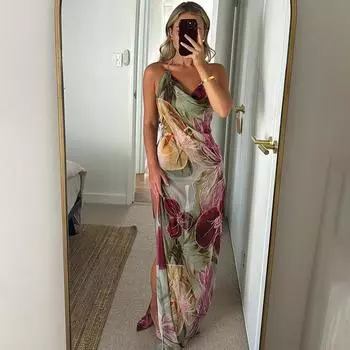 Зимнее женское сексуальное платье с талией и шнуровкой на шее, длинной юбкой и французским разрезом S розы красного