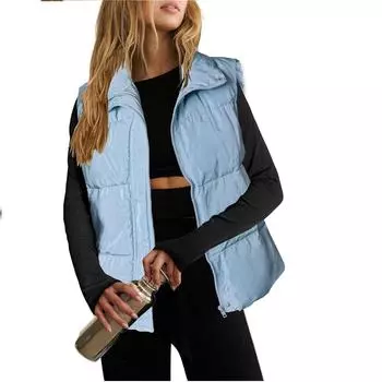 Зимнее женское стеганое пальто на молнии, утепленная теплая куртка, осенне-зимняя повседневная хлопковая куртка-пуховик на молнии, стеганые куртки, жилет 2XL чёрный