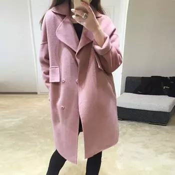 Зимнее женское свободное пальто-парка из толстой шерсти с лацканами, тренч, длинная куртка, топ, пальто 2XL