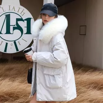 Зимнее женское свободное толстое пальто на хлопковой подкладке M чёрный