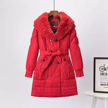 Зимнее женское теплое утепленное пальто и парки Верхняя одежда с меховым капюшоном S