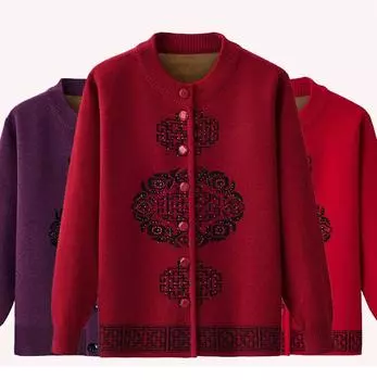 Зимнее женское термобелье плюс бархатный толстый свитер, пальто, одежда среднего и пожилого возраста L темно-синий