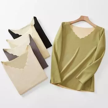 Зимнее женское термобелье Plus Velvet Warm Thermo Lingerie Crop Top Long Thermo Shirt Women XXL чёрный