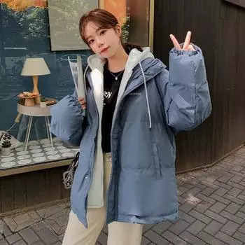 Зимнее женское утолщенное хлопковое пальто с подкладкой Свободная одежда с подкладкой из хлопка S чёрный