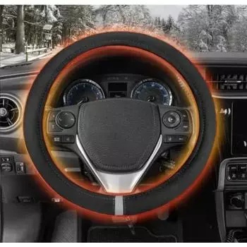 Зимние 12 В автомобильные защитные чехлы на руль с подогревом Универсальные чехлы на руль с подогревом Детали салона автомобиля чёрный