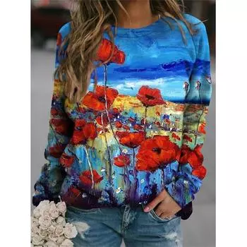 Зимние 3D-принты Красочные цветы Толстовки Модная уличная одежда Пуловеры Женская винтажная одежда Y2k Унисекс Забавные топы для девочек XXS