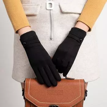 Зимние аксессуары женские перчатки с закрытыми пальцами варежки в корейском стиле плюс флисовые перчатки серый