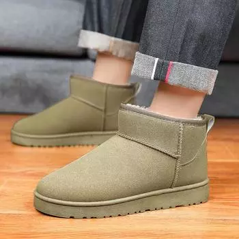 Зимние бархатные хлопковые ботинки, модные высокие зимние ботинки, универсальные износостойкие теплые ботинки для хлеба, повседневная мужская обувь для улицы, устойчивая к холоду 36 серый