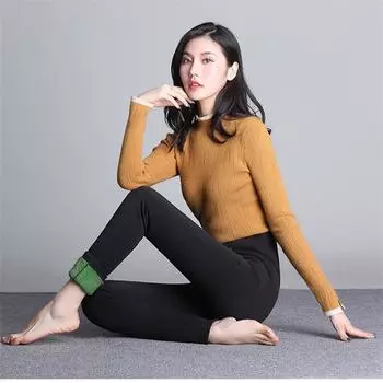 Зимние бархатные леггинсы, женские однотонные леггинсы, эластичные удобные утолщенные теплые флисовые брюки, теплые брюки, морозостойкие S чёрный