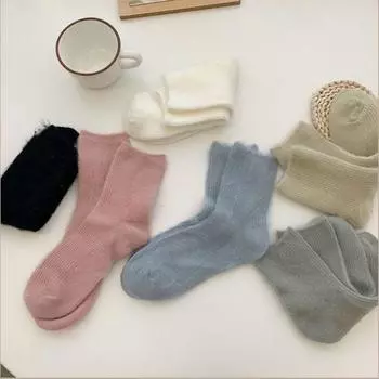 Зимние бархатные однотонные теплые, милые и модные длинные носки для женщин хаки