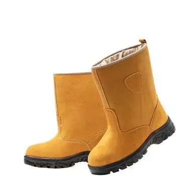 Зимние бархатные рабочие ботинки Flip Fur High-top Boots Steel Baotou Safety Shoes 36