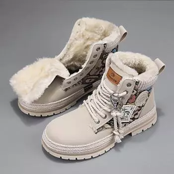 Зимние бархатные сапоги-мартенки: Толстая подошва, дизайн с изображением медведя, теплый стиль мотоциклетной и рабочей одежды. YG-M1739, 41 жёлтый