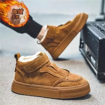 Зимние бархатные теплые высокие ботинки для сноуборда корейская версия мужская обувь модная молодежная повседневная одежда антибархатные кожаные зимние ботинки 39 хаки