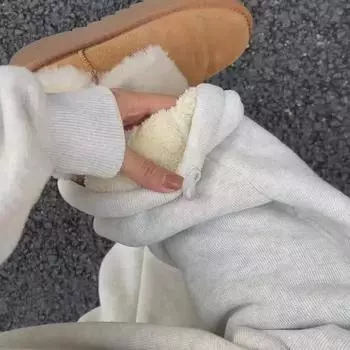 Зимние бархатные толстые широкие брюки с высокой талией для женщин XL серый/белый