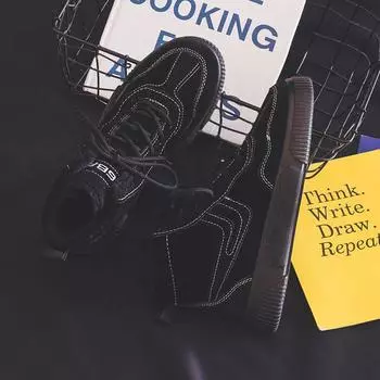 Зимние бархатные толстые теплые хлопковые высокие ботинки в британском стиле корейская мужская обувь зимние ботинки средней высоты рабочие ботинки 39