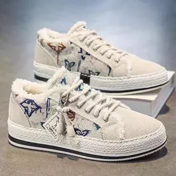 Зимние бархатные туфли для досок, модные ретро-туфли, сочетающиеся по цвету, с низким верхом, на шнуровке, спортивные, теплые и морозостойкие, на плоской подошве, мужская обувь 39