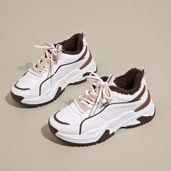 Зимние бархатные туфли для папы, женские, новинка 2024 года, корейская версия, универсальные, утолщенные, теплые, хлопковые туфли, подчеркивающие спортивные модные тенденции 35