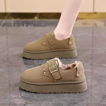 Зимние бархатные туфли Maillard Loafer на толстой подошве из хлопка, зимние новые туфли с одной педалью для женщин U 35