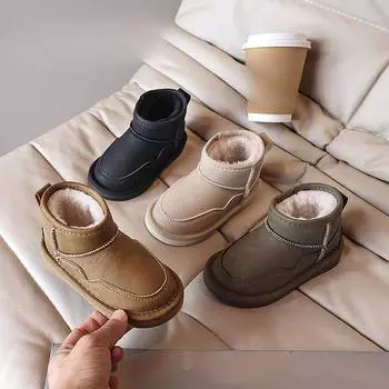 Зимние бархатные утепленные хлопковые туфли для девочек, черные короткие ботинки для мальчиков 26 yards