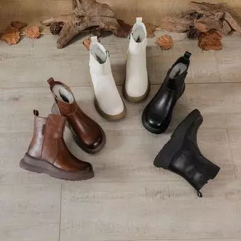 Зимние бархатные утолщенные и завышенные 4 см зимние сапоги женские 2024 новые универсальные водонепроницаемые ботинки Martin теплые кожаные хлопковые сапоги 35