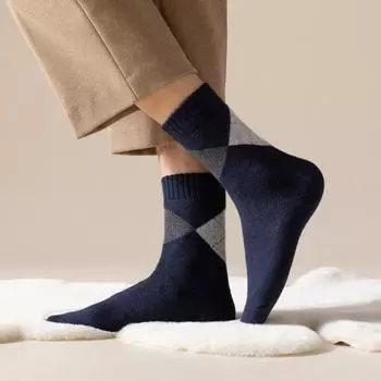 Зимние бархатные утолщенные махровые носки: Теплый, дышащий, цветной полукомбинезон для мужчин и женщин чёрный