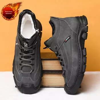 Зимние бархатные утолщенные высокие ботинки из хлопковой кожи, мужские ботинки из натуральной кожи из британского хлопка, теплые зимние ботинки 39