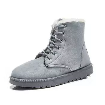 Зимние бархатные утолщенные зимние сапоги женские термо-хлопковые ботинки короткие сапоги ботинки Martin обувь больших размеров 37 серый