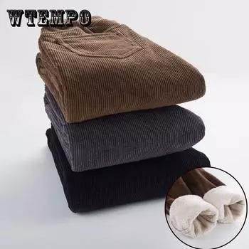 Зимние бархатные вельветовые брюки, повседневные свободные шаровары с высокой эластичной талией, женские длинные толстые однотонные теплые базовые M чёрный