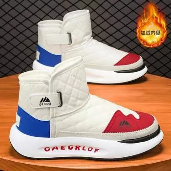 Зимние бархатные зимние сапоги мужские высокие ботинки Martin модные утолщенные термо-хлопковые ботинки короткие ботинки на платформе 39