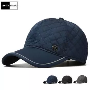 Зимние бейсболки NORTHWOOD для мужчин с защитой ушей, теплые шапки для папы, уличные мужские шапки-дальнобойщики 56-60 cm чёрный