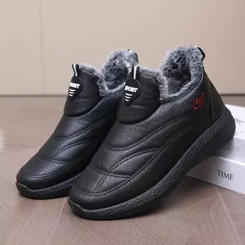 Зимние большие хлопковые туфли с водонепроницаемой противоскользящей плюшевой изоляцией, мягкая подошва, мягкий верх, хлопковые туфли 36 красный